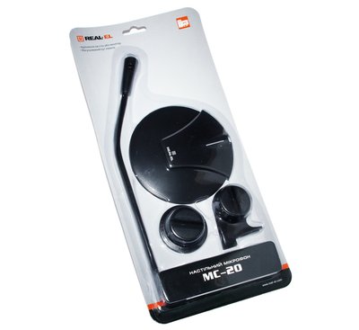 Мікрофон REAL-EL MC-20 Black, на підставці, кабель 1.8 м 138602 фото