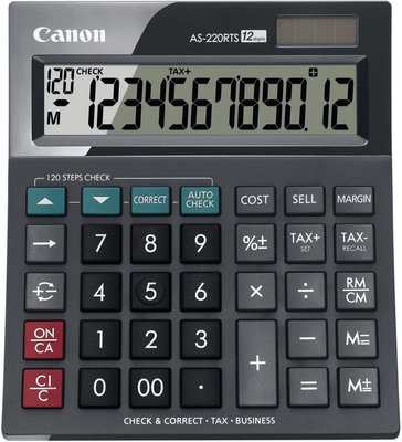 Калькулятор Canon AS-220RTS, Black, 12 цифр, сонячна батарея / літієва батарея (4898B001) 237840 фото