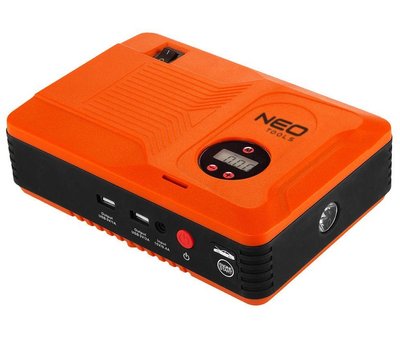 Пуско-зарядний пристрій NEO Tools Jump Starter, Orange/Black, 14000 mAh, 2xUSB, пусковий струм до 400A, компресор до 3.5 бар, LED ліхтарик (11-997) 256889 фото