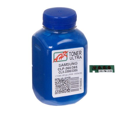 Тонер + чіп Samsung CLP-360/365, CLX-3300/3305, Cyan, 40 г, Ultra Color, AHK (1505414) 26265 фото