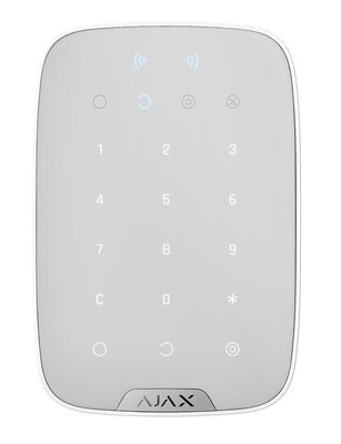 Бездротова клавіатура з підтримкою захищених безконтактних карт та брелоків Ajax KeyPad Plus, White, 2xAA, 165x113x20 мм, 267 г (000023070) 226329 фото