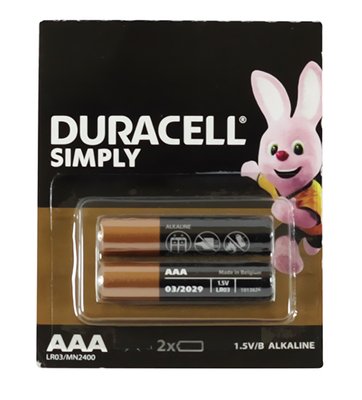 Батарейка AAA (LR03), лужна, Duracell Duralock Basic, 2 шт, 1.5V, Blister (MN2400 2BL) 213382 фото
