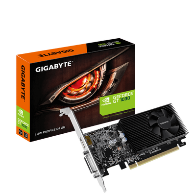 Відеокарта GeForce GT1030, Gigabyte, 2Gb GDDR4, 64-bit, DVI/HDMI, 1417/2100 MHz, Low Profile (GV-N1030D4-2GL) 160769 фото