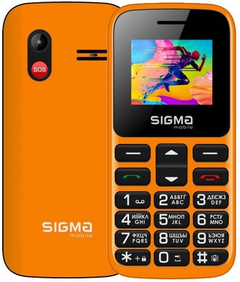 Мобільний телефон Sigma mobile Comfort 50 HIT2020 Orange 'бабусефон', Dual Sim, дисплей 1.77' кольоровий (128x160), моноблок, MTK6261, підтримка microSD (max 32Gb), FM-радіо, ліхтарик, BT, Cam 0.3Mp, 1450 mAh, 56.1 x 120.2 x 11.9 мм, 90 г 210450 фото