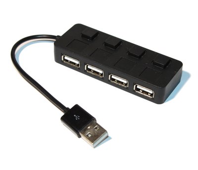 Концентратор USB 2.0 Lapara LA-SLED4 black 4 порти з 4-ма вимикачами ON/OFF для кожного порту 153494 фото