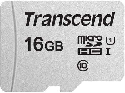 Карта пам'яті microSDHC, 16Gb, Class10 UHS-I, Transcend, без адаптера (TS16GUSD300S) 116350 фото