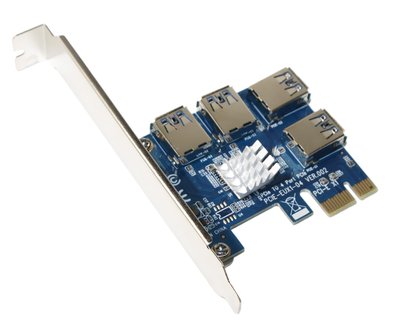 Плата розширення для райзерів Dynamode PCI-E 1x - 16x to 4 PCI-E USB 3.0 165004 фото