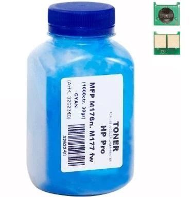 Тонер + чип HP CLJ Pro M176/M177, Cyan, 30 г, AHK (3202340) 280500 фото