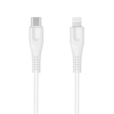 Кабель Type-C - Lightning, 1.2 м, White, Canyon MFI-4, 18 Вт, 2.4A, MFI (CNS-MFIC4W) 235622 фото