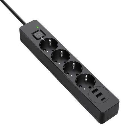 Фільтр мережевий ColorWay, 4 розетки, 2 м, Black, 1xType-C / 2xUSB (CW-CHE432PDB) 287829 фото