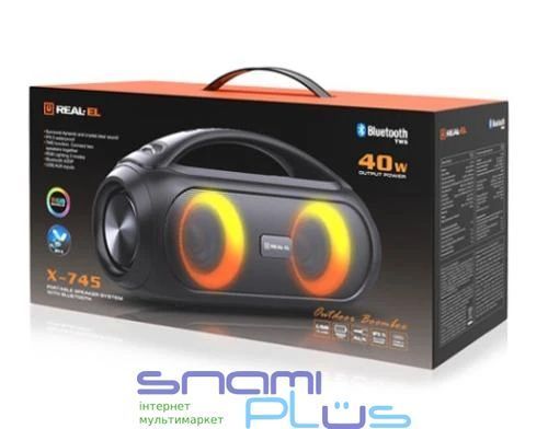 Колонка портативна 2.0 REAL-EL X-745 Black 254239 фото