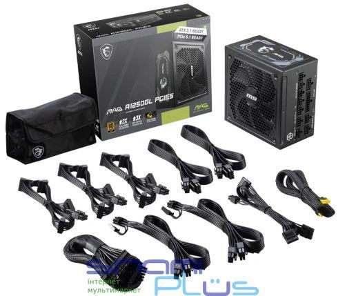 Блок живлення 1250 Вт, MSI MAG A1250GL PCIE5, Black 300122 фото