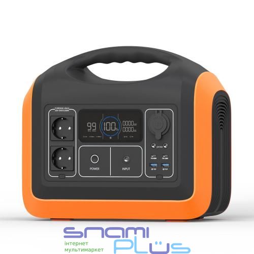 Зарядна станція Souop UPP-1200, Black/Orange, 1200 Вт / 992 Вт/год, 2xUSB (18 Вт), 1xType-C (60 Вт) / 1xType-C (18 Вт), 2xDC, 2x220V, чиста синусоїда, LED ліхтарик, LiFePO4 289804 фото