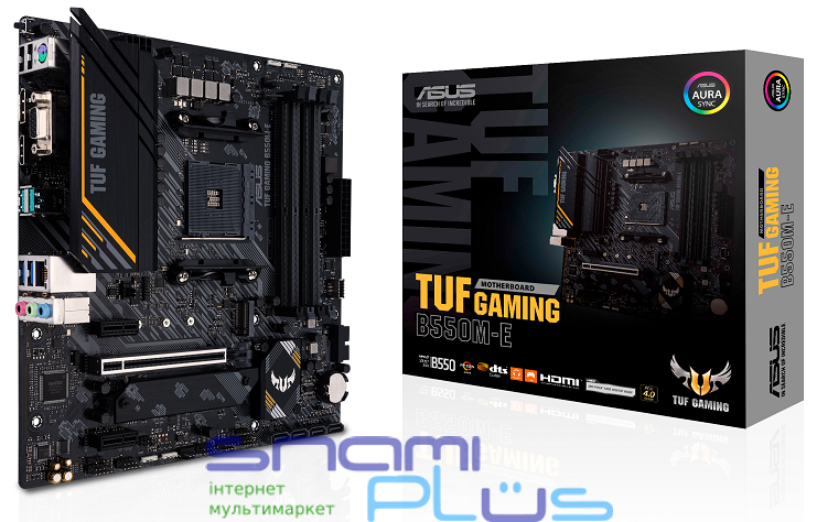 Мат.плата AM4 (B550) Asus TUF GAMING B550M-E, B550, 4xDDR4, Int.Video(CPU), 4xSATA3, 2xM.2, 1xPCI-E 16x 4.0, 2xPCI-E 1x 3.0, ALC S1200A, RTL8111E, 8xUSB3.2/6xUSB2.0, VGA/HDMI/DP, MicroATX 223716 фото