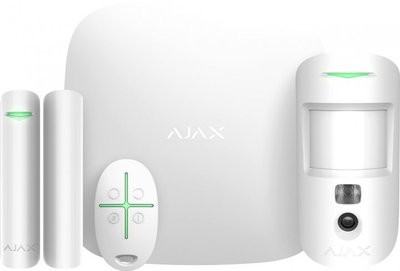 Комплект охоронної системи Ajax StarterKit Cam Plus, GSM/Wi-Fi/Ethernet, Hub 2 Plus, бездротовий датчик руху, бездротовий датчик відкриття дверей, брелок управління, фото (000019854) 210195 фото