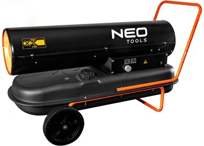 Обігрівач теплова гармата NEO Tools 90-082, Black, 50кВт, дизель/гас, витрата повітря 1100 м3/год, прямого нагріву, бак 50л, витрата палива 4.7 л/год, IPX4, колеса 258762 фото