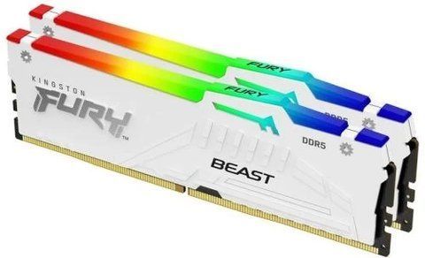 Память 32Gb x 2 (64Gb Kit) DDR5, 6000 MHz, Kingston Fury Beast RGB, White (KF560C30BWEAK2-64) 287430 фото