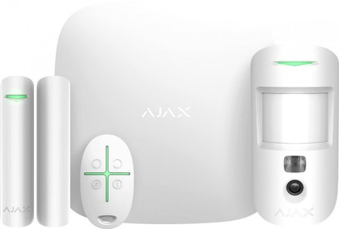Комплект охоронної системи Ajax StarterKit Cam Plus, GSM/Wi-Fi/Ethernet, Hub 2 Plus, бездротовий датчик руху, бездротовий датчик відкриття дверей, брелок управління, фото (000019854) 210195 фото
