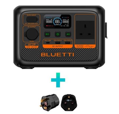 Зарядная станция BLUETTI AC2P, Black, 300 Вт / 230.4 Вт/ч, 1xType-C (100 Вт), 2xUSB (18 Вт), 1x12V (10A), 1x230V (евро + переходник), чистая синусоида, LiFePO4 290520 фото