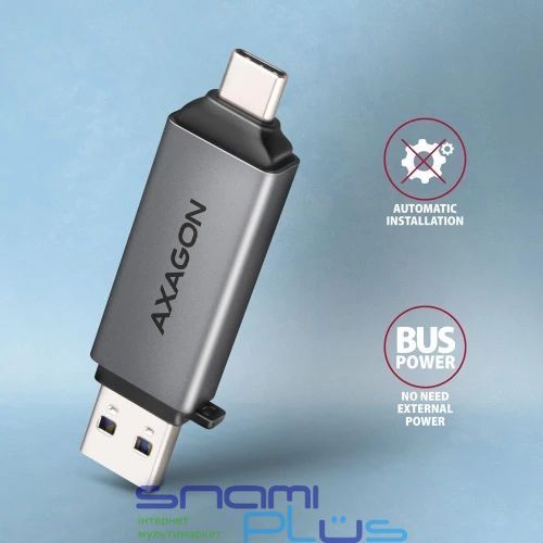 Кардридер USB Axagon, Metal Grey, Type-C / USB 3.2 (CRE-DAC) 328494 фото