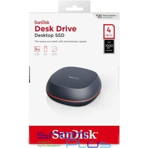 Зовнішній накопичувач SSD, 4Tb, SanDisk Desk, Black (SDSSDT40-4T00-EM25) 320922 фото