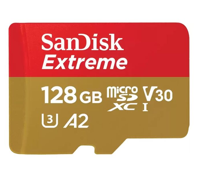 Карта памяти microSDXC, 128Gb, SanDisk Extreme, Сlass10 UHS-I A2 U3 V30, без адаптера, до 190 / 90 МБ/с (SDSQXAA-128G-GN6MN) 271948 фото