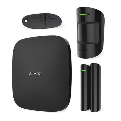 Комплект охоронної системи Ajax StarterKit, Black, GSM/Ethernet, хаб, бездротовий датчик руху, бездротовий датчик відкриття дверей, брелок із тривожною кнопкою 175877 фото