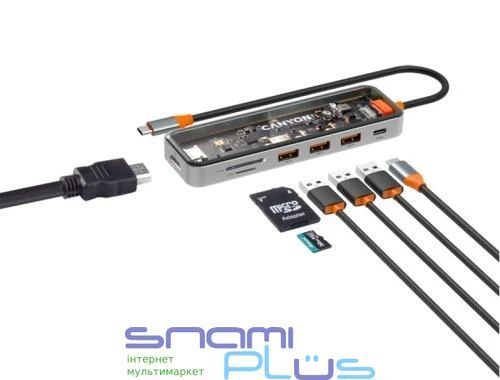 Док-станция Canyon 7-в-1 "DS-13", Grey (CNS-TDS13) 282536 фото