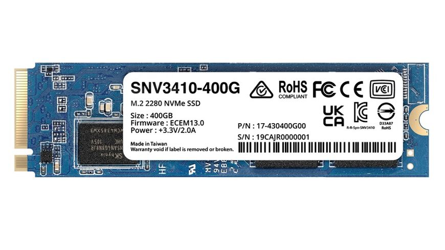 Твердотільний накопичувач M.2 400Gb, Synology SNV3410, PCI-E 3.0 x4, 3D TLC, 3000/750 MB/s, формат 2280 (SNV3410-400G) 240752 фото