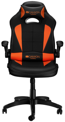 Ігрове крісло Canyon Vigil, Black/Orange, еко-шкіра, обертання на 360°, регульовані підлокітники, накладні подушки для шиї і попереку, до 130 кг (CND-SGCH2) 203747 фото