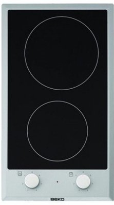 Варильна поверхня Beko HDCC32200X Black/Gray, незалежна, електрична, поворотні перемикачі, 2 конфорки, склокерамічна, 28,8x3.5x51 см 206058 фото