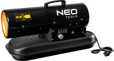 Обігрівач теплова гармата NEO Tools 90-080, Black, 20кВт, дизель/гас, витрата повітря 550 м3/год, прямого нагріву, бак 19л, витрата палива 1.9 л/год, IPX4, стаціонарна установка 258764 фото