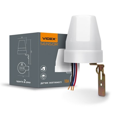 Датчик освітлення Videx VL-SN02 10A 220V IР44 фотометричний 232421 фото
