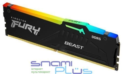 Память 32Gb DDR5, 6400 MHz, Kingston Fury Beast RGB (EXPO), Black (KF564C32BBEA-32) 287368 фото
