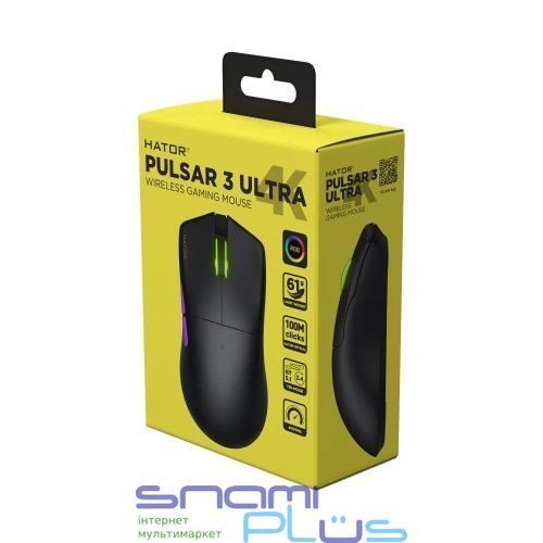 Миша бездротова Hator Pulsar 3 Ultra 4K, Black (HTM680) 304002 фото