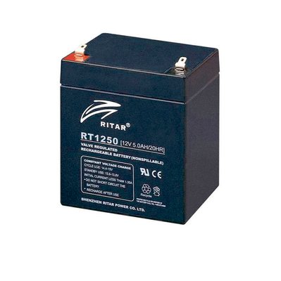 Батарея для ДБЖ 12В 5Ач AGM Ritar RT1250B / 12V 5.0Ah / 90х70х107 мм (RT1250B) 117293 фото