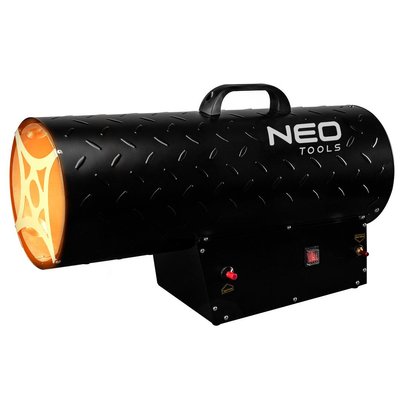 Обігрівач теплова гармата NEO Tools 90-085, Black, 50кВт, газова, витрата повітря 1000 м3/ч, 1.5 бар, витрата палива 3.63 кг/год, редуктор тиску, шланг 1.5 м, п'єзозапалювання, паливо пропан-бутан 258765 фото