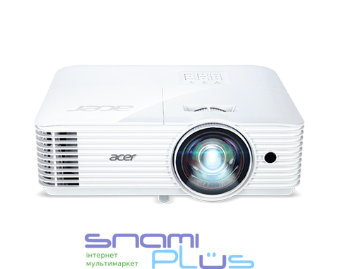 Проектор Acer S1386WH, White, короткофокусний, 1280x800 (16:10), 3600 лм, 20000:1, VGA/HDMI, DLP, 16 Вт, 313x255x113 мм, 3.1 кг, лампа OSRAM (0) 185011 фото