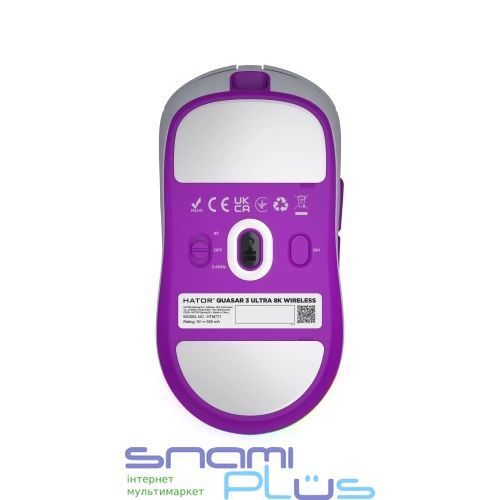 Миша бездротова Hator Quasar 3 Ultra 8K, White/Violet (HTM771) 304003 фото