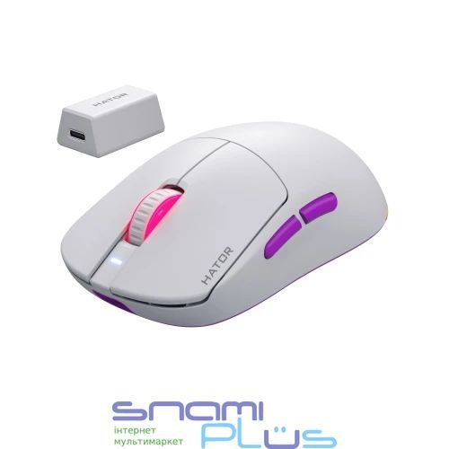 Миша бездротова Hator Quasar 3 Ultra 8K, White/Violet (HTM771) 304003 фото