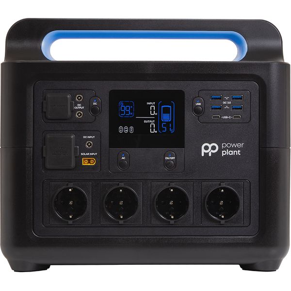 Зарядна станція PowerPlant HS1000, 1228Wh, 25.6V/48Ah, DC x 1, 2 x USB Type-C, USB Type-A x 4, 4 x розетки 272510 фото