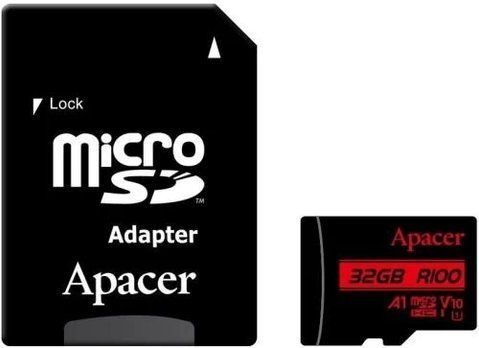 Карта пам'яті microSDHC, 32Gb, Apacer R100, SD адаптер (AP32GMCSH10UB-R) 289768 фото