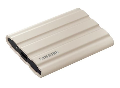 Зовнішній накопичувач SSD, 2Tb, Samsung Portable SSD T7 Shield, Beige, USB 3.2, 1050 / 1000 MB/s, IP65, 59x88x13 мм, 98 г (MU-PE2T0K/EU) 262267 фото