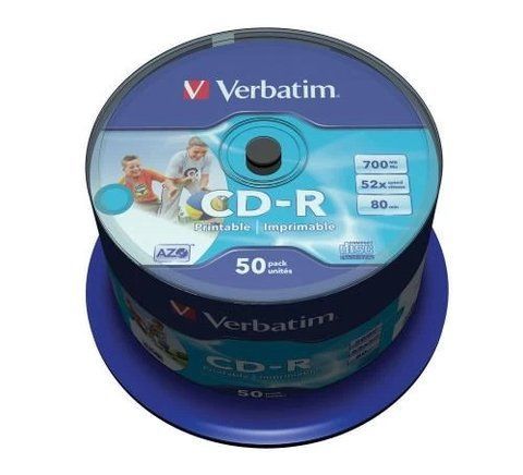Диск CD-R 50 Verbatim "DataLifePlus", 700Mb, 52x, Printable, Spindle (43309) 217059 фото