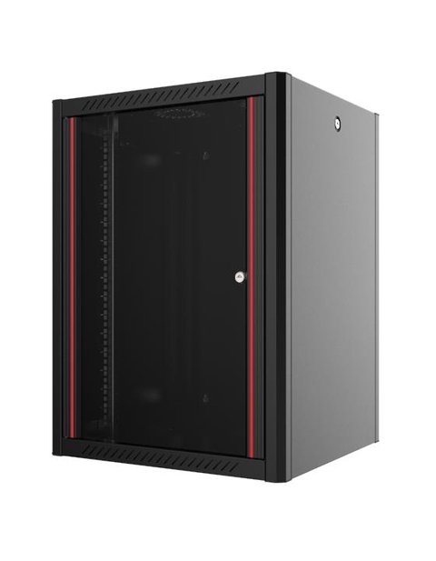 Шафа серверна, настінна, 7U, 19', Mirsan, Black (RAL 9005), 600 х 560 мм, IP20, скляні двері, вентиляційні отвори, до 80 кг (MR.WTN07U56DE.01) 223592 фото