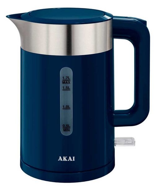 Електрочайник Akai AK5540, Blue, 2200W, 1.7 л, дисковий, пластиковий корпус, індикатор рівня води, підсвічування, автоматичне відключення при відсутності води 273092 фото