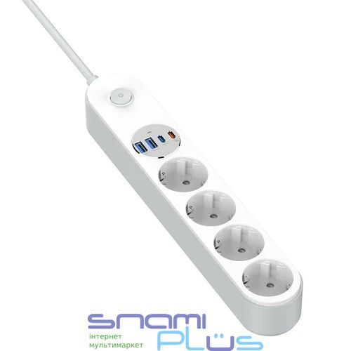 Фільтр мережевий ColorWay, 4 розетки, 2 м, White, 2xType-C / 2xUSB (CW-CHE44PDW) 328050 фото