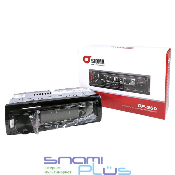 Автомагнітола SIGMA СP-250ВТ USB, 1 Din, Bluetooth, підсвітка RGB 266347 фото
