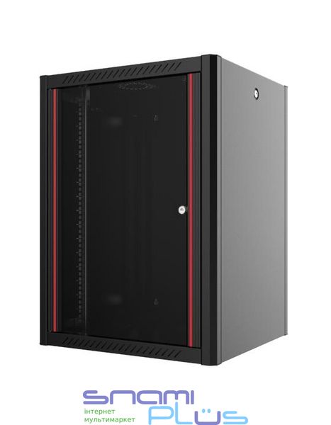 Шкаф серверный, настенный, 9U, 19', Mirsan, Black (RAL 9005), 600 х 450 мм, IP20, стеклянная дверь, вентиляционные отверствия, до 80 кг (MR.WTN09U45DE.01) 223593 фото