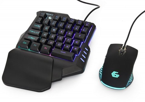 Комплект игровой Gembird GGS-IVAR-TWIN, Black, 2-в-1, одноручна клавіатура + миша, підсвічування (GGS-IVAR-TWIN) 240250 фото